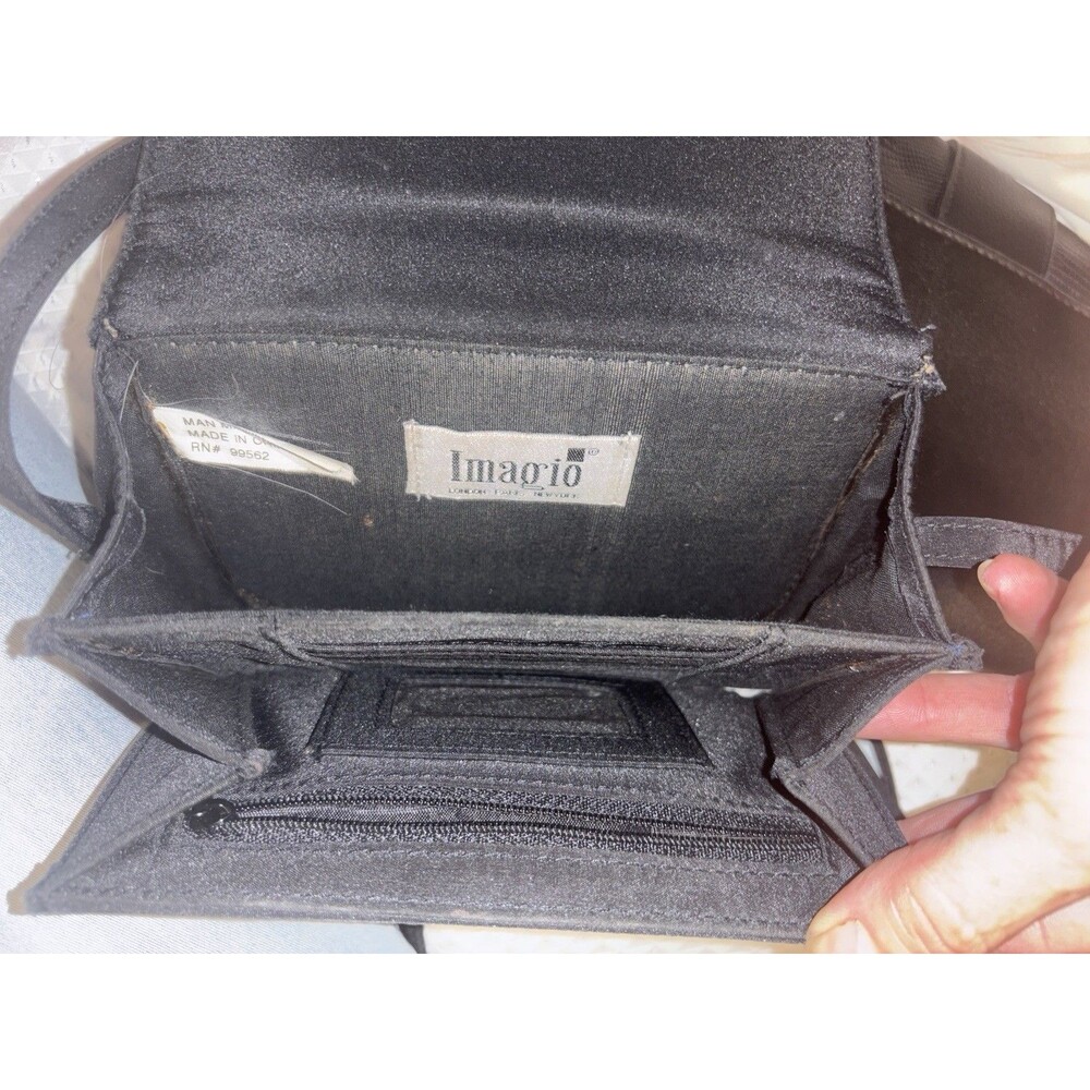 Imagio Black Small Crossbody Shoulder Bag Magnetic Closure Detachable Strap